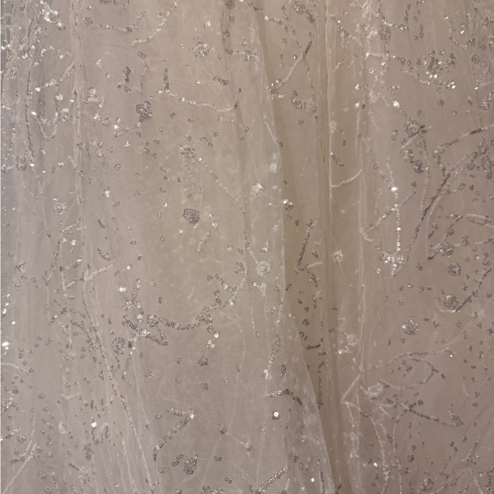 Off-Shoulder Ivory Sparkle Embellished Bridal Gown by Abby Lane Size 4 Gorgeous! - Picture 6 of 12